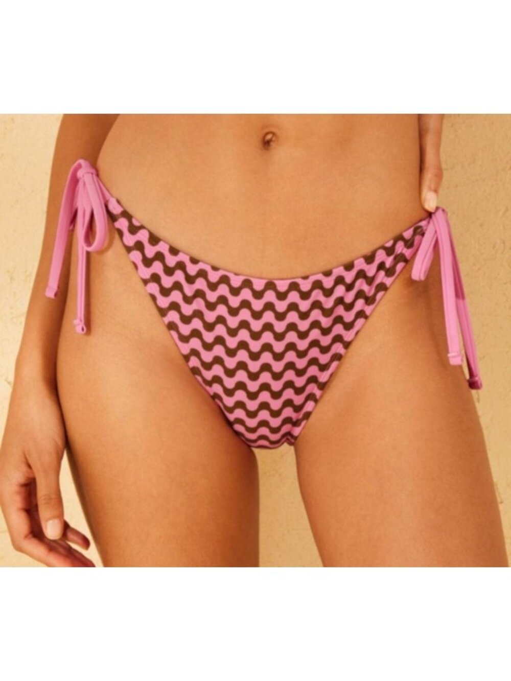 Wild Fable Pink Chevron Bikini Bottom Low Rise High Leg Cheeky XS Beach Swim NWT
